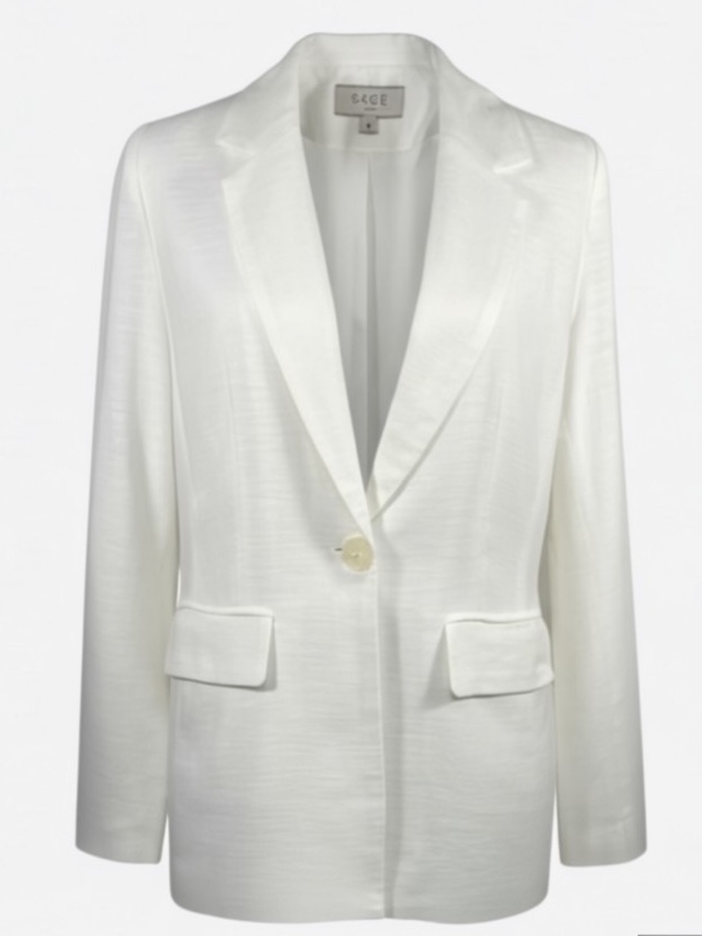 New Sage The Label White Linen Look Single Button Lined Blazer Womens size S